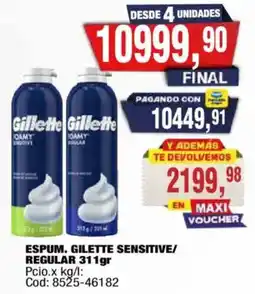 Maxiconsumo Gillette espuma sensitive/regular oferta