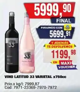 Maxiconsumo Latitud 33 vino varietal oferta