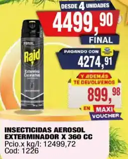 Maxiconsumo Raid insecticidas aerosol exterminador x 360 cc oferta