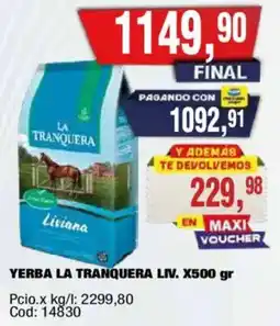 Maxiconsumo La tranquera yerba liviana oferta