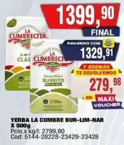 Maxiconsumo La cumbrecita yerba la cumbre bur-lim-nar oferta