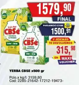 Maxiconsumo Cbsé yerba mate oferta