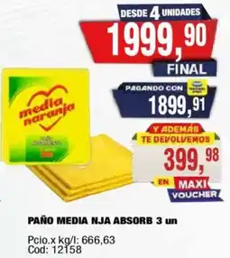 Maxiconsumo Media naranja paño media nja absorb oferta