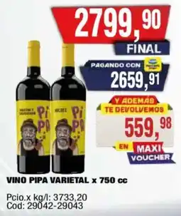 Maxiconsumo Pipa vino varietal oferta