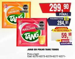 Maxiconsumo Tang jugo en polvo todos oferta