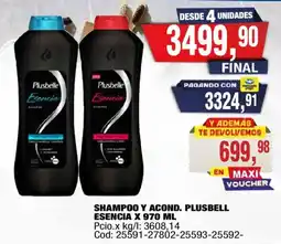 Maxiconsumo Plusbelle shampoo y acond. esencia oferta