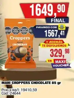 Maxiconsumo Croppers mani con chocolate oferta