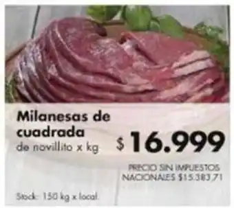 Milanesas de cuadrada de novillito