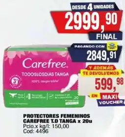 Maxiconsumo Carefree protectores femeninos t.d tanga oferta