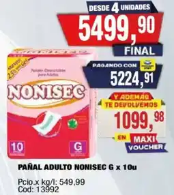 Maxiconsumo Nonisec pañal adulto oferta