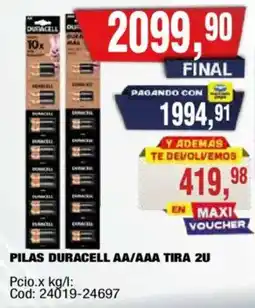 Maxiconsumo Duracell pilas aa/aaa tira 2u oferta