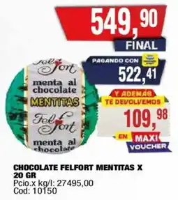 Maxiconsumo Felfort chocolate mentitas oferta