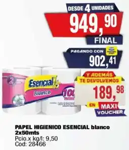 Maxiconsumo Esencial papel higienico blanco oferta