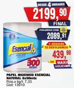 Maxiconsumo Esencial papel higienico natural oferta