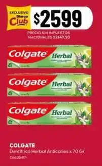 Diarco Colgate - dentífrico herbal anticaries oferta
