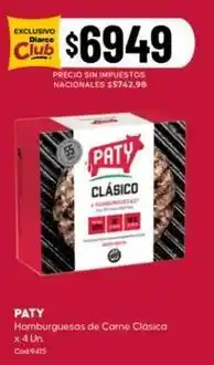 Diarco Paty - hamburguesas de carne clasica x 4 un oferta