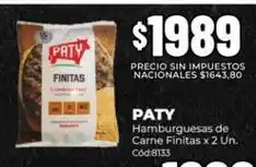 Diarco Paty - hamburguesas de carne finitas x 2 un. cód:8133 oferta