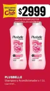 Diarco Plusbelle - shampoo y acondicionador x 1 lt. cód:19197 oferta