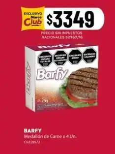 Diarco Barfy - medallón de carne x 4 un oferta