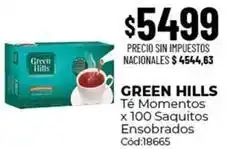 Diarco Green hills - té momentos x 100 saquitos ensobrados cód:18665 oferta
