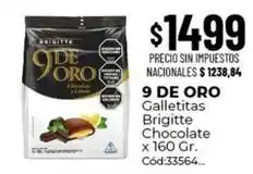 Diarco 9 de oro galletitas brigitte chocolate x 160 gr. cód:33564 oferta