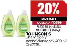 Diarco Johnson's - shampoo y acondicionador x 400 ml. cód:7735 oferta