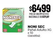Diarco Nonisec - pañal adulto xg x 10 cód:49342 oferta