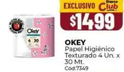 Diarco Okey - papel higi3enico texturado 4 un. x 30 mt. c3od:7349 oferta