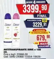 Maxiconsumo Dove - antitranspirante dove x 150 ml oferta