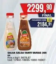 Maxiconsumo Tahiti - salsa salsa varias 265 cc oferta