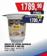 Maxiconsumo Marolio - dulce de leche familiar x 400 gr oferta