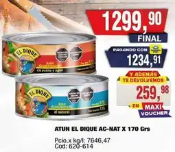 Maxiconsumo El dique - atun el dique ac-nat x 170 grs oferta