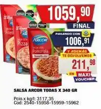 Maxiconsumo Arcor - salsa pomarola todas x 340 gr oferta