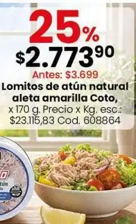 Coto Coto - lomitos de atún natural aleta amarilla , x 170 g. cod. 608864 oferta