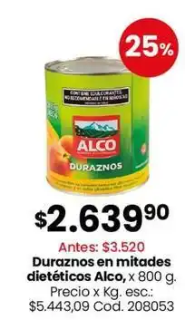 Coto Alco - duraznos en mitades dieteticos oferta