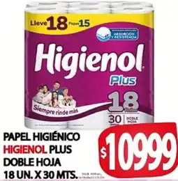 Supermercados Becerra Higienol papel higiénico higienol plus doble hoja oferta