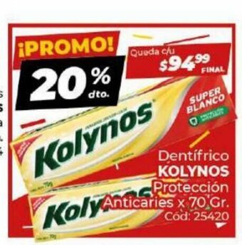 Diarco Kolynos Dentifrico Protección Anticaries x 70 gr. oferta