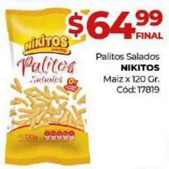 Diarco Nikitos Palitos Salados Maiz x 120 Gr. oferta