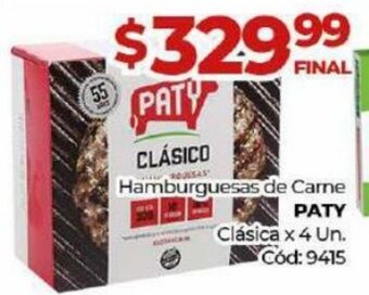 Diarco Paty Hamburguesas de Carne Clásica x 4 Un. oferta