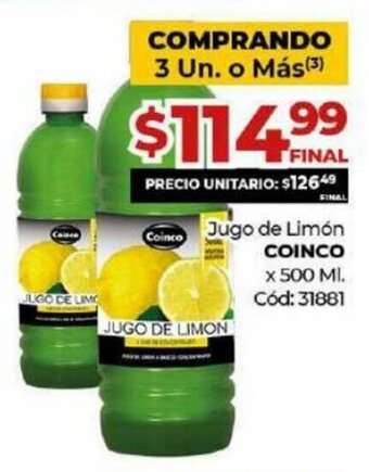 Diarco Coinco Jugo de Limón x 500 Ml. oferta