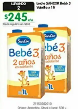 Jumbo Leche sancor bebe 3 vainilla x 1l oferta