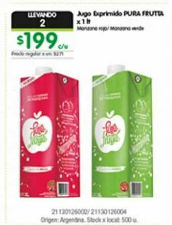 Jumbo Jugo exprimido pura fruta x 1l oferta