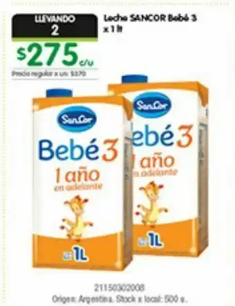 Jumbo Leche sancor bebe 3 x 1l oferta
