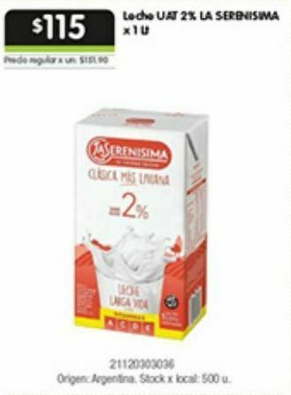 Jumbo Leche uat 2% la serenisima 1l oferta