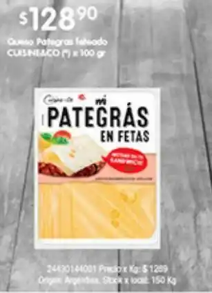 Jumbo Queso pategrás feteado cuisine & co 100g oferta