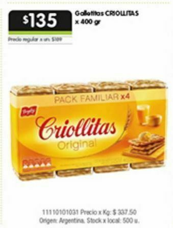 Jumbo Galletas criollitas 400g oferta