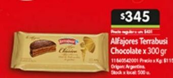 Jumbo Alfajores terrabusi chocolate 300g oferta
