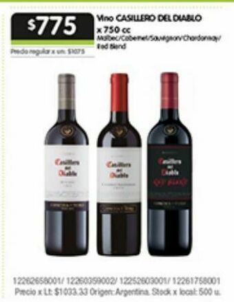 Vino casillero del diablo 750cc