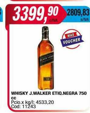 Maxiconsumo Whisky J. Walker Etiq Negra oferta