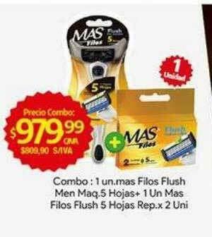 Medamax Combo: 1 Un Mas Filos Flush Men Maq 5 Hojas + 1 Un Mas Filos Flush 5 Hojas Rep oferta